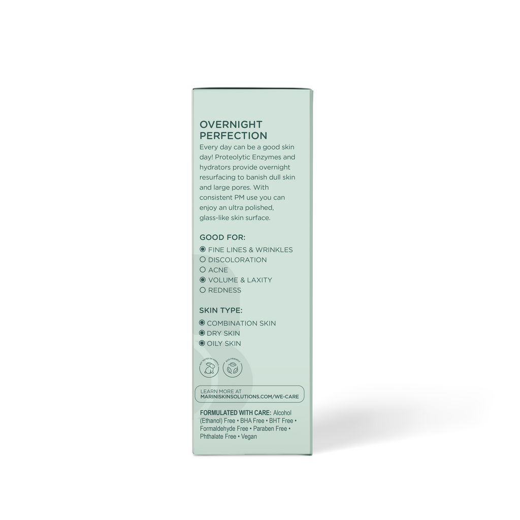 Marini Night ZYME - Overnight Glass Skin Resurfacing Complex - Face Mask with Proteolytic Papaya Enzymes & Peptides - All Skin Types - Cruelty Free - Made in the USA